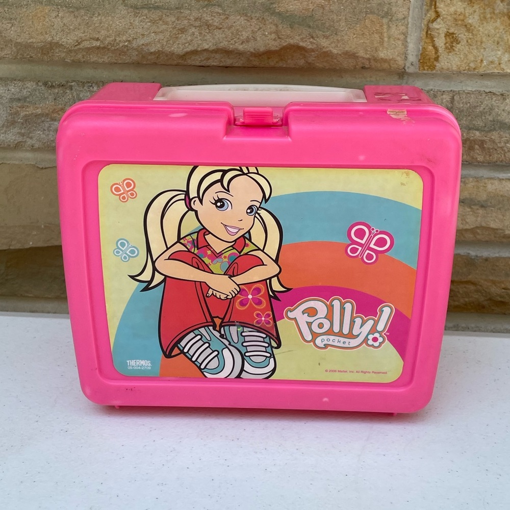 Rare Mattel 2006 Polly Pocket Thermos Plastic Lunchbox Pink